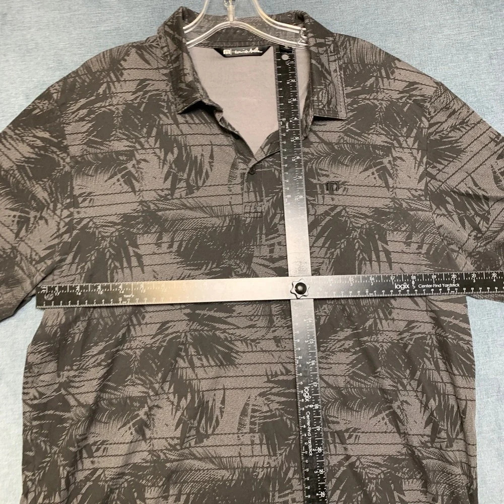 Travis Mathew Polo Shirt Mens XL Gray Palm Tree Collared Performance Golf Tennis